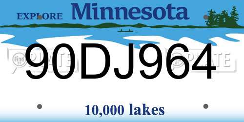 90DJ964 Minnesota License Plate
