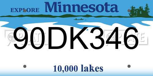 90DK346 Minnesota License Plate