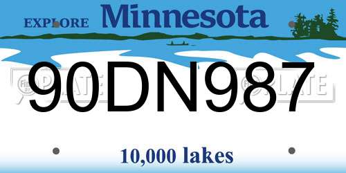 90DN987 Minnesota License Plate