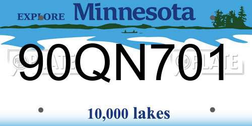 90QN701 Minnesota License Plate