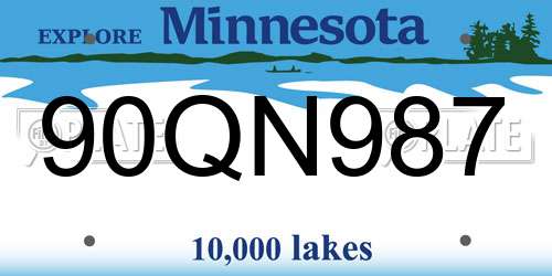90QN987 Minnesota License Plate