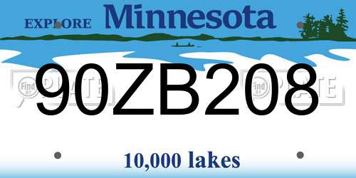 90ZB208 Minnesota License Plate