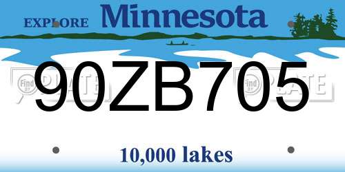90ZB705 Minnesota License Plate