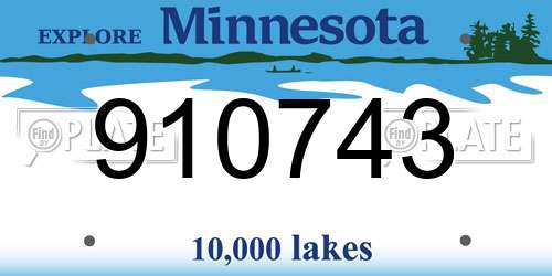 910743 Minnesota License Plate