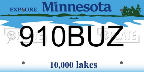 910BUZ Minnesota License Plate