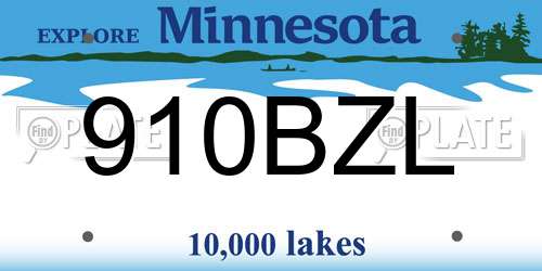 910BZL Minnesota License Plate
