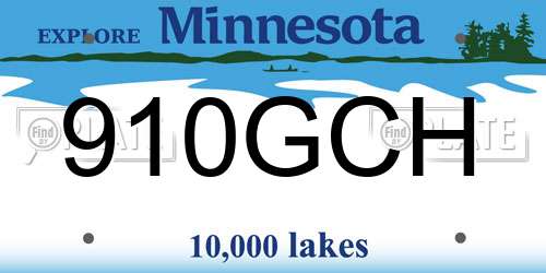 910GCH Minnesota License Plate