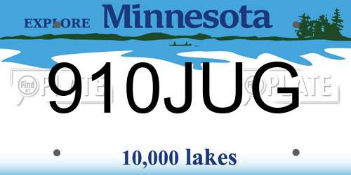 910JUG Minnesota License Plate
