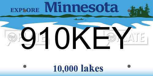 910KEY Minnesota License Plate