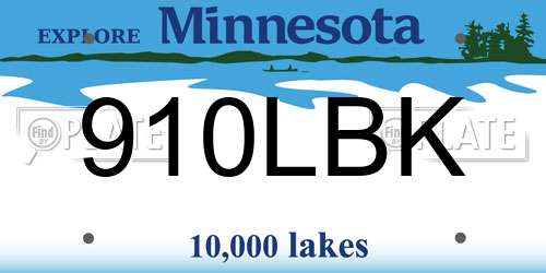 910LBK Minnesota License Plate
