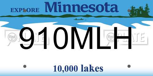 910MLH Minnesota License Plate