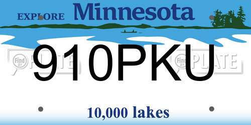 910PKU Minnesota License Plate