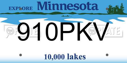 910PKV Minnesota License Plate