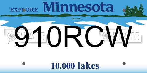 910RCW Minnesota License Plate