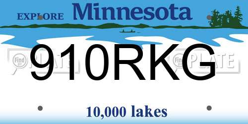 910RKG Minnesota License Plate