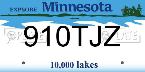 910TJZ Minnesota License Plate