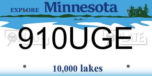 910UGE Minnesota License Plate