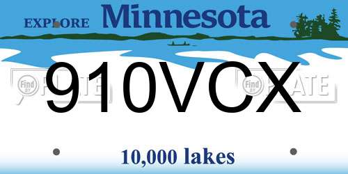 910VCX Minnesota License Plate