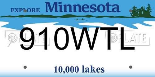910WTL Minnesota License Plate