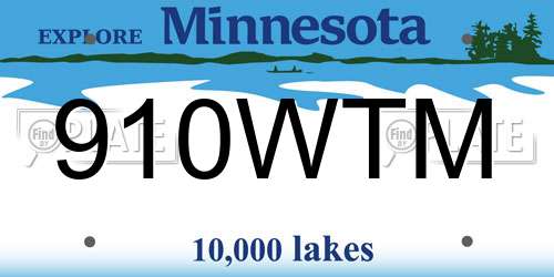 910WTM Minnesota License Plate