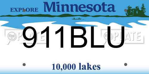 911BLU Minnesota License Plate