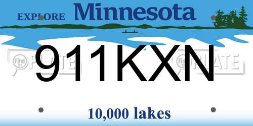 911KXN Minnesota License Plate