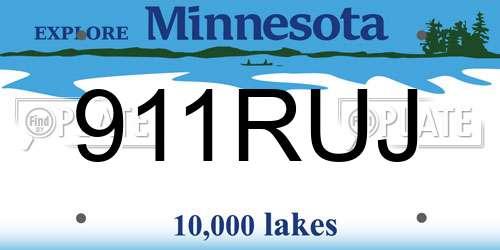 911RUJ Minnesota License Plate