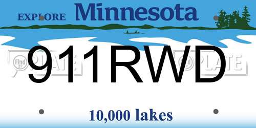 911RWD Minnesota License Plate