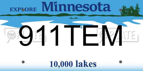 911TEM Minnesota License Plate