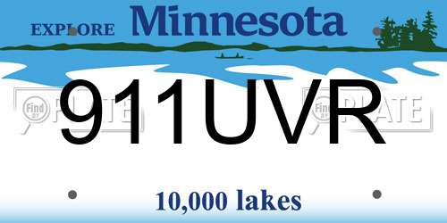 911UVR Minnesota License Plate