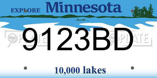 9123BD Minnesota License Plate