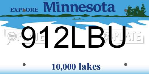 912LBU Minnesota License Plate