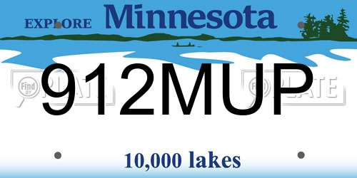 912MUP Minnesota License Plate