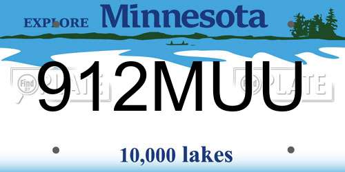 912MUU Minnesota License Plate
