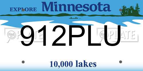 912PLU Minnesota License Plate
