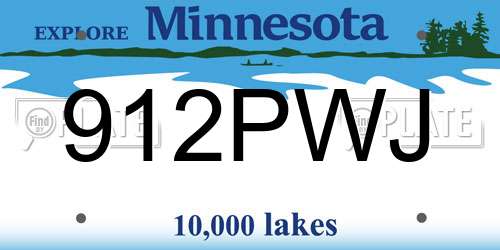 912PWJ Minnesota License Plate
