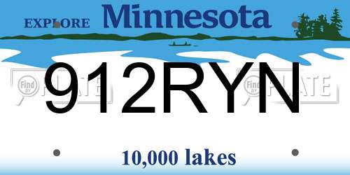 912RYN Minnesota License Plate