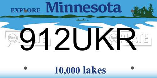 912UKR Minnesota License Plate