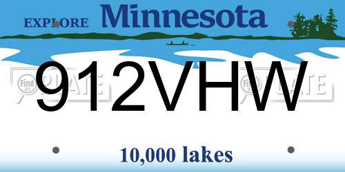 912VHW Minnesota License Plate