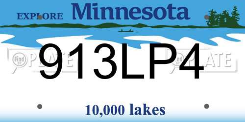 913LP4 Minnesota License Plate