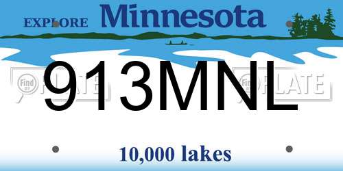 913MNL Minnesota License Plate