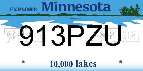913PZU Minnesota License Plate