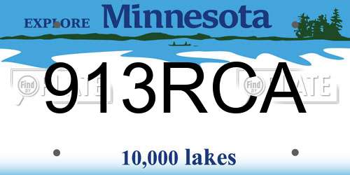 913RCA Minnesota License Plate