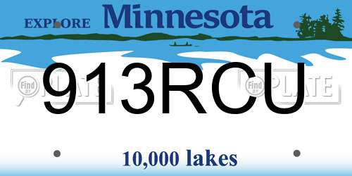 913RCU Minnesota License Plate