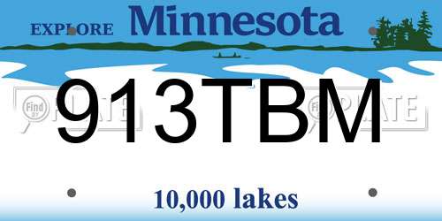 913TBM Minnesota License Plate