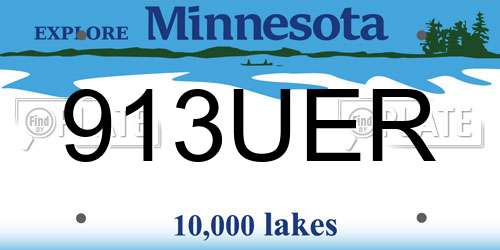 913UER Minnesota License Plate