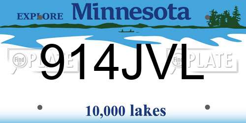 914JVL Minnesota License Plate