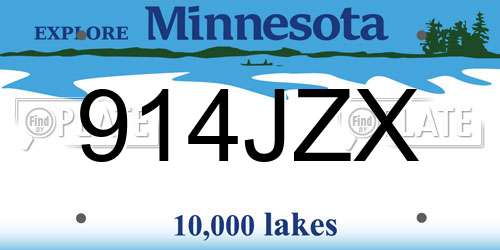 914JZX Minnesota License Plate