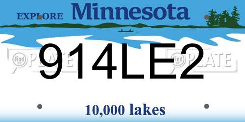 914LE2 Minnesota License Plate