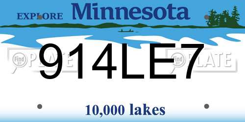 914LE7 Minnesota License Plate
